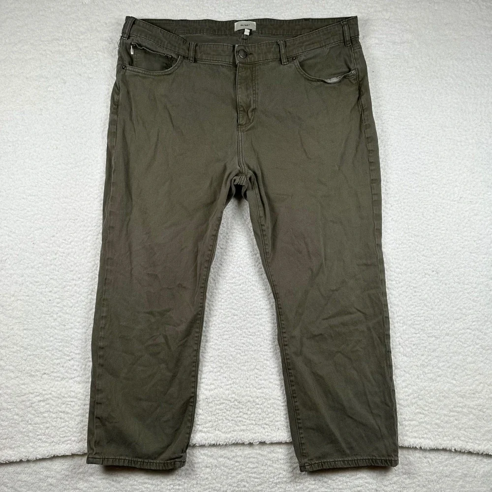 DL1961 Avery Relaxed Straight Mens Twill Pants 42x28 Chinos Olive Green Earthy